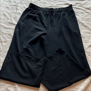 Wide-Leg Black Athletic Pants